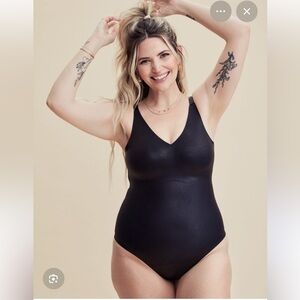 Knix papaya faux leather bodysuit